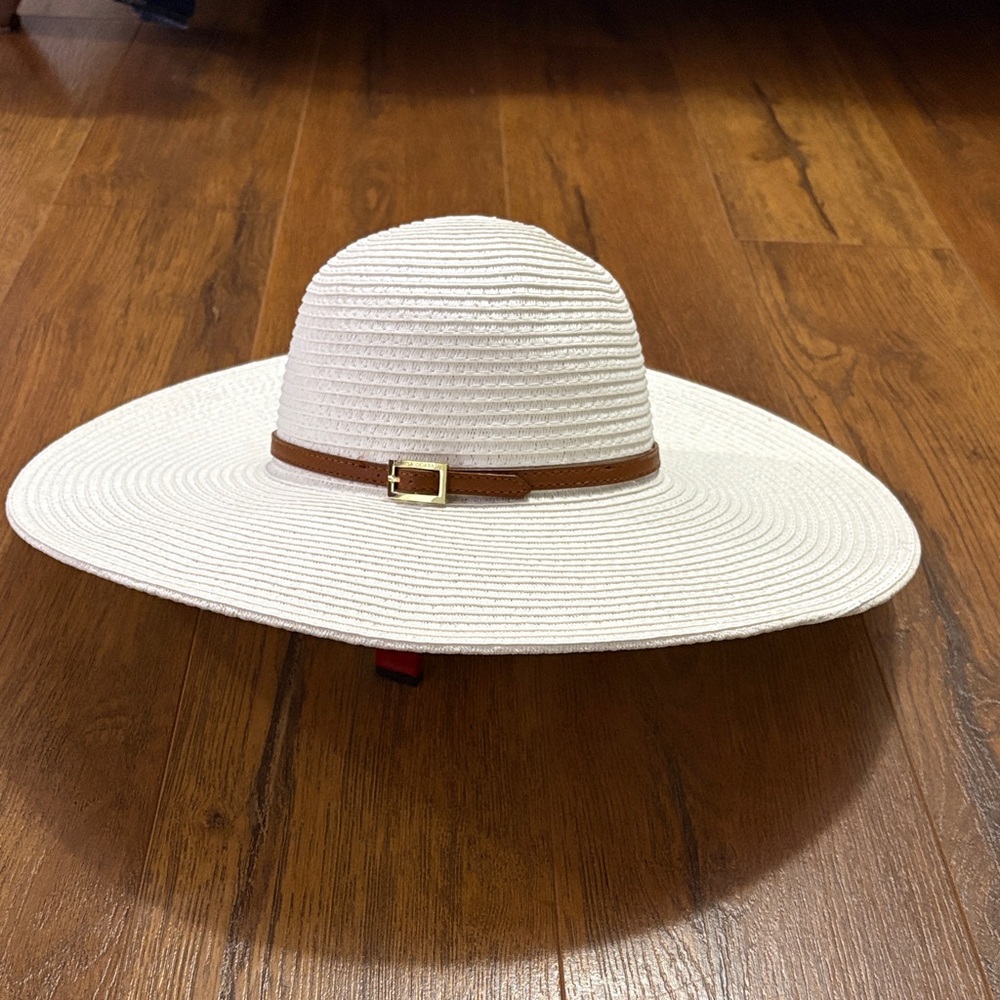 Melissa Odabash White Hat with Tan Band